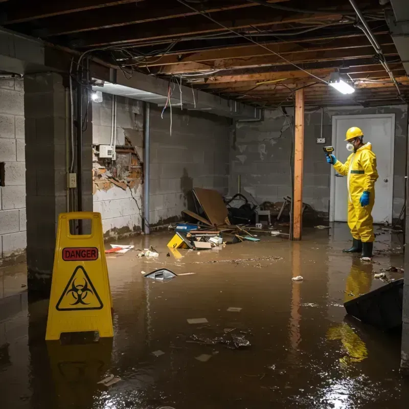 Flooded Basement Electrical Hazard in Shirley, NY Property