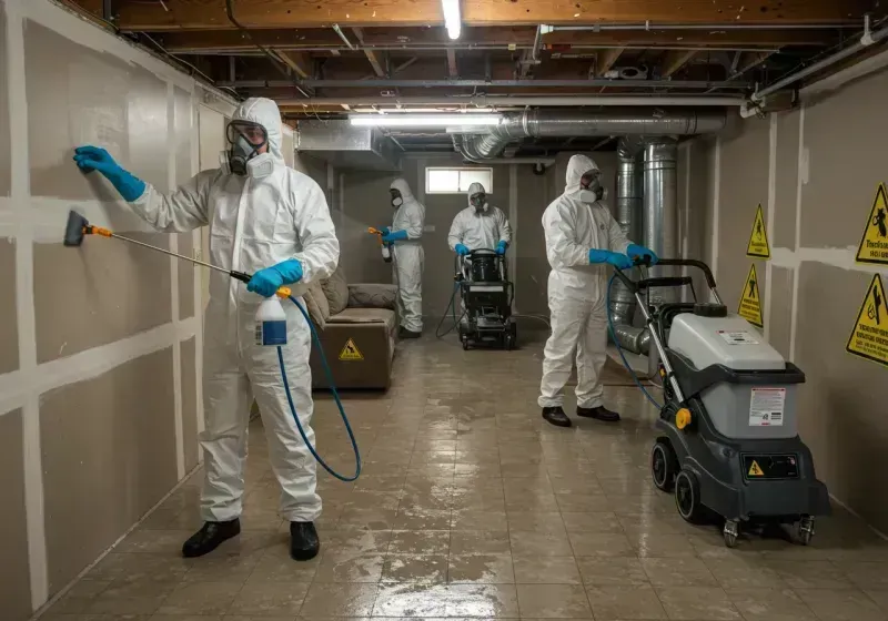 Basement Moisture Removal and Structural Drying process in Shirley, NY